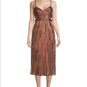 Aidan by Aidan Mattox metallic pleated dress